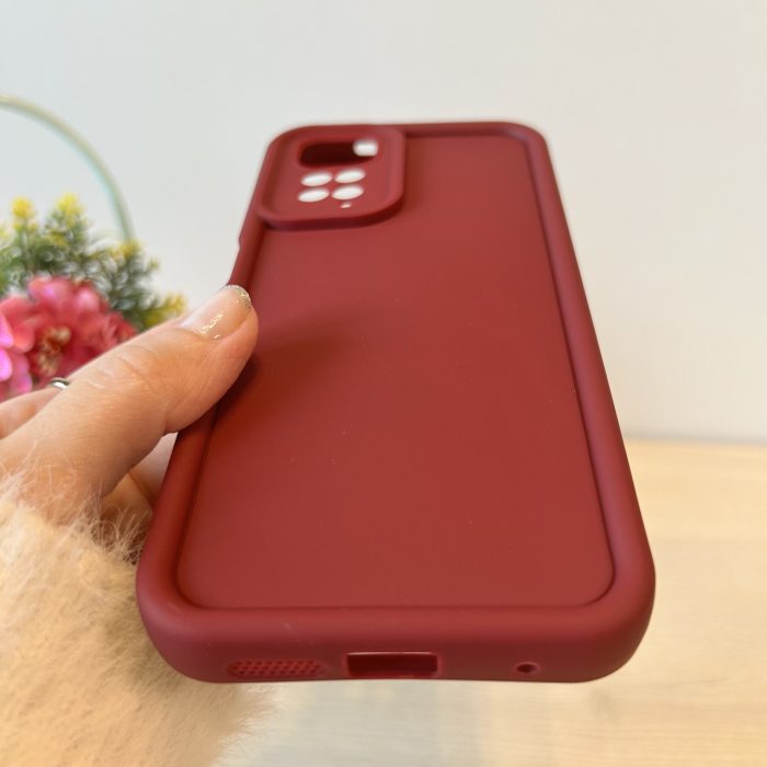 Набір скло + чохол для xiaomi redmi Note 11 4g / Note 11s силіконовий однотонний Full Camera (бордо) - Зображення 9