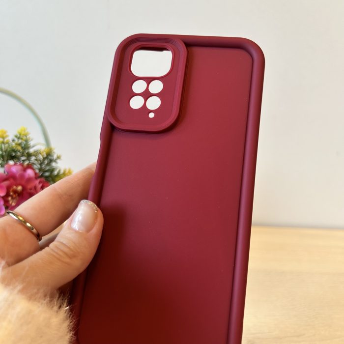 Набір скло + чохол для xiaomi redmi Note 11 4g / Note 11s силіконовий однотонний Full Camera (бордо) - Зображення 7