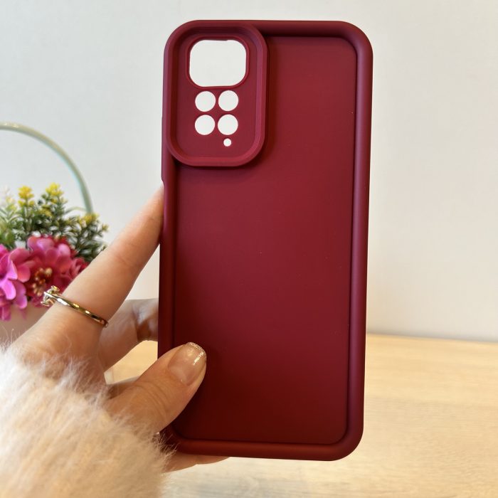 Набір скло + чохол для xiaomi redmi Note 11 4g / Note 11s силіконовий однотонний Full Camera (бордо) - Зображення 4