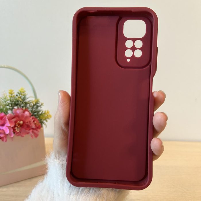Набір скло + чохол для xiaomi redmi Note 11 4g / Note 11s силіконовий однотонний Full Camera (бордо) - Зображення 8