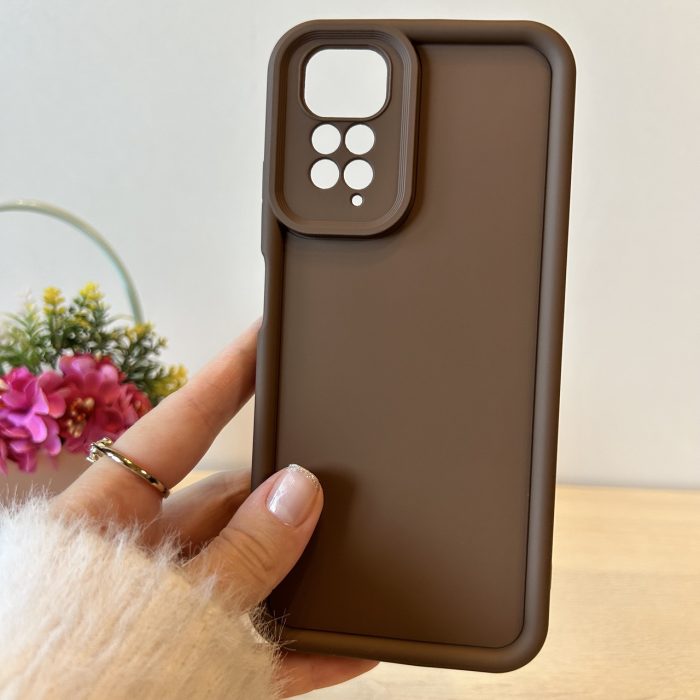 Набір скло + чохол для xiaomi redmi Note 11 4g / Note 11s силіконовий однотонний Full Camera (коричневий) - Зображення 2