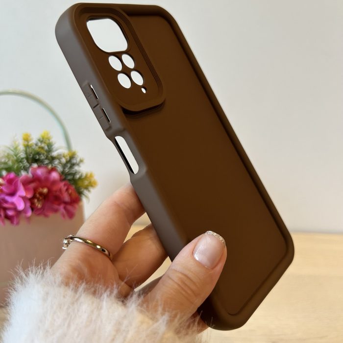 Набір скло + чохол для xiaomi redmi Note 11 4g / Note 11s силіконовий однотонний Full Camera (коричневий) - Зображення 6