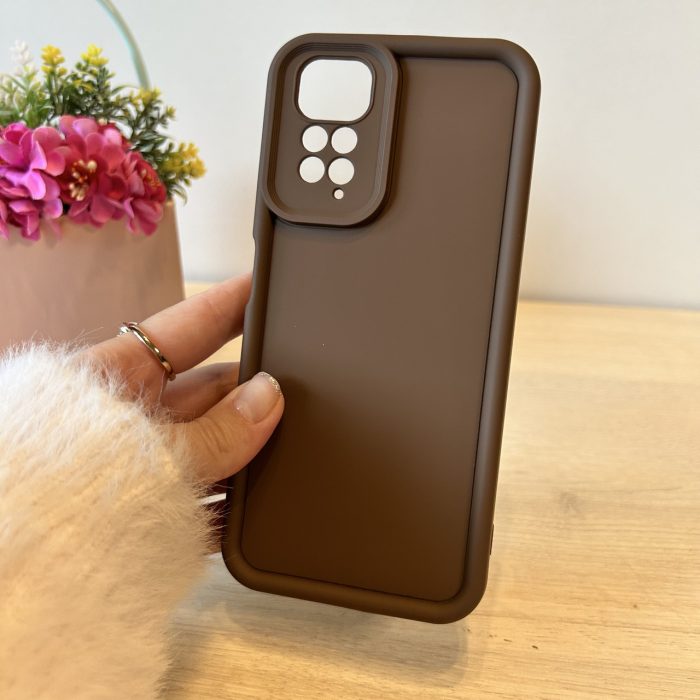 Набір скло + чохол для xiaomi redmi Note 11 4g / Note 11s силіконовий однотонний Full Camera (коричневий) - Зображення 4
