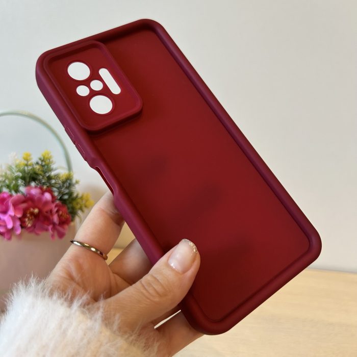 Набір скло + чохол для xiaomi redmi Note 10 pro силіконовий однотонний Silicone Cover Full Camera (бордо) - Зображення 4