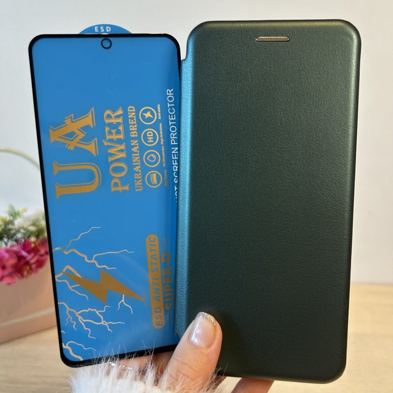 Набір скло + чохол для xiaomi redmi Note 11 / 11s книжка підставка з магнітом і візитницею PremiumLeather