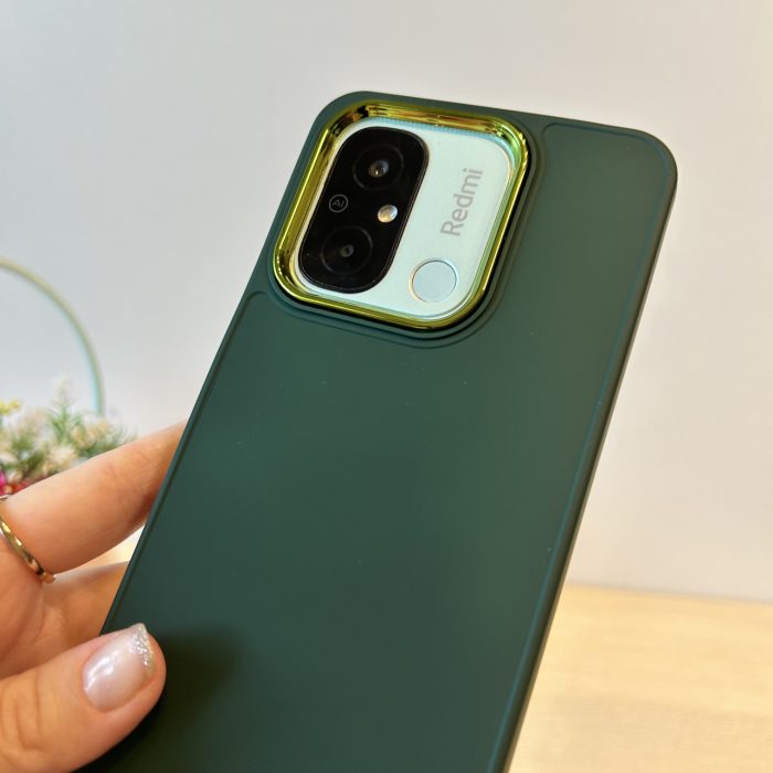 Набір чохол + скло для xiaomi redmi 12c жіночий силіконовий матовий Metal Frame зелений - Зображення 5