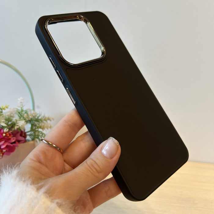 Набір чохол + скло для xiaomi redmi 12c жіночий силіконовий матовий Metal Frame чорний - Зображення 5