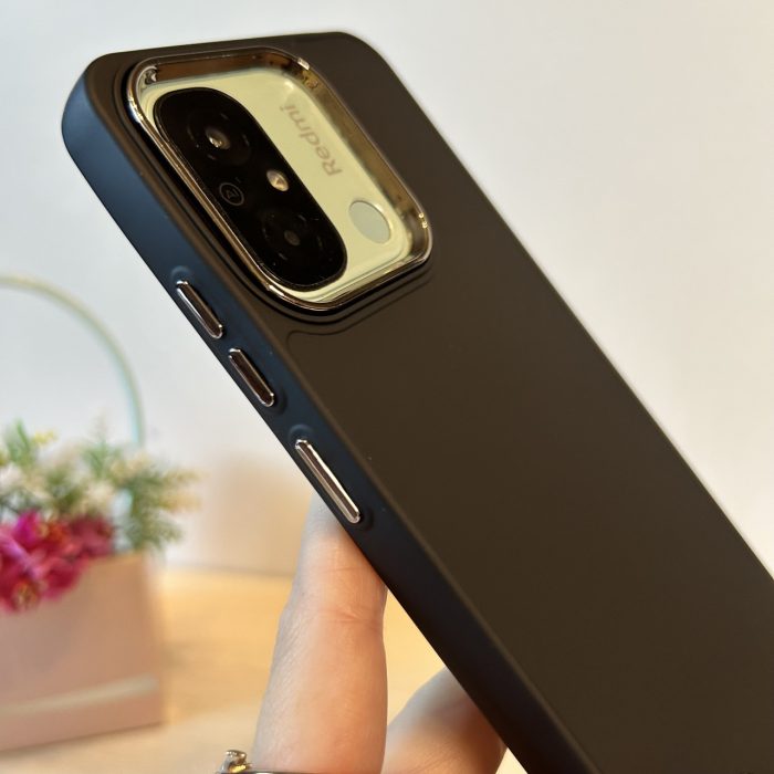 Набір чохол + скло для xiaomi redmi 12c жіночий силіконовий матовий Metal Frame чорний - Зображення 7