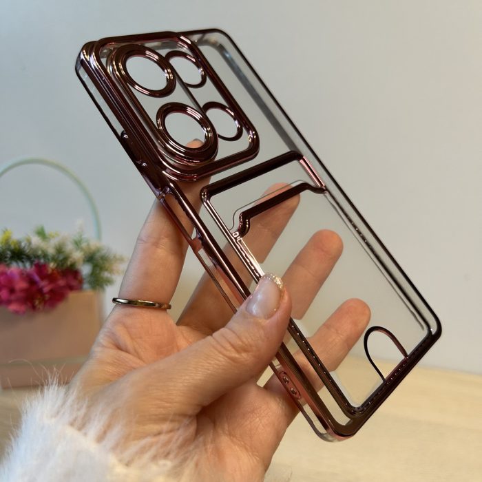 Набір скло + чохол для xiaomi redmi Note 13 pro 4g силіконовий з рожевою рамкою та кишенею під картки - Зображення 5
