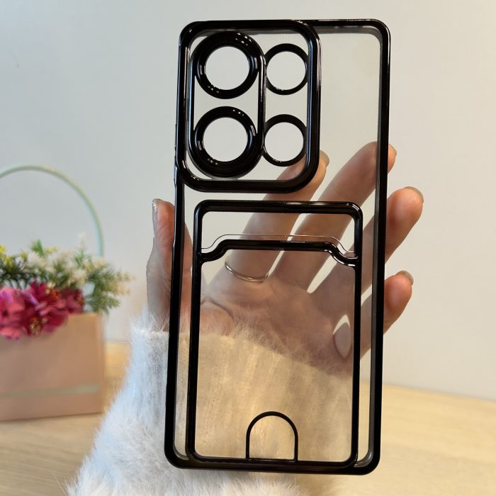 Набір скло + чохол для xiaomi redmi Note 13 pro 4g силіконовий із сірою рамкою та кишенею під картки - Зображення 3