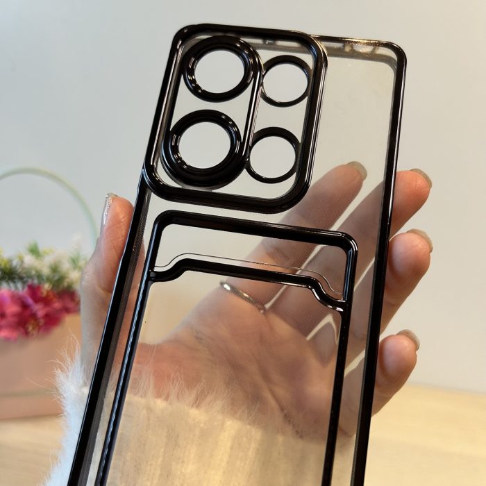 Набір скло + чохол для xiaomi redmi Note 13 pro 4g силіконовий із сірою рамкою та кишенею під картки - Зображення 7