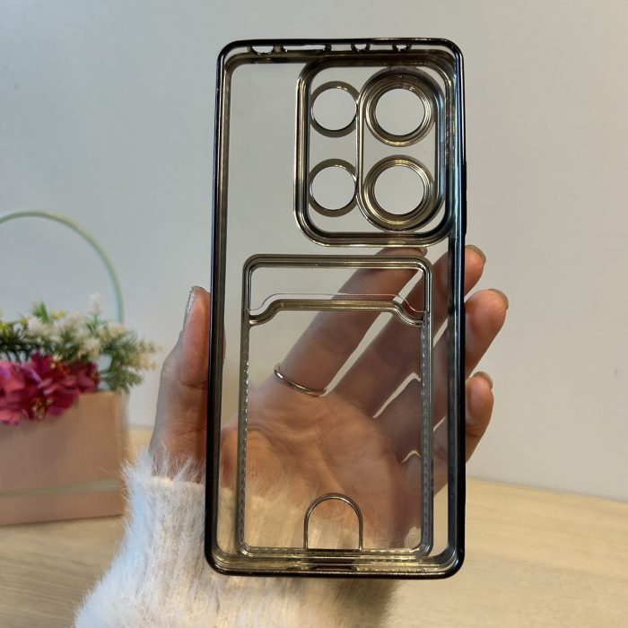 Набір скло + чохол для xiaomi redmi Note 13 pro 4g силіконовий із сірою рамкою та кишенею під картки - Зображення 8