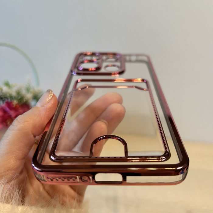 Набір скло + чохол для xiaomi redmi Note 13 4g силіконовий з рожевою рамкою та кишенею під картки - Зображення 7