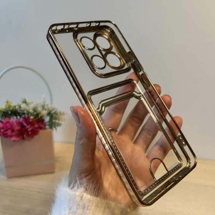 Набір скло + чохол для xiaomi redmi Note 13 4g силіконовий із золотистою рамкою та кишенею під картки - Зображення 8