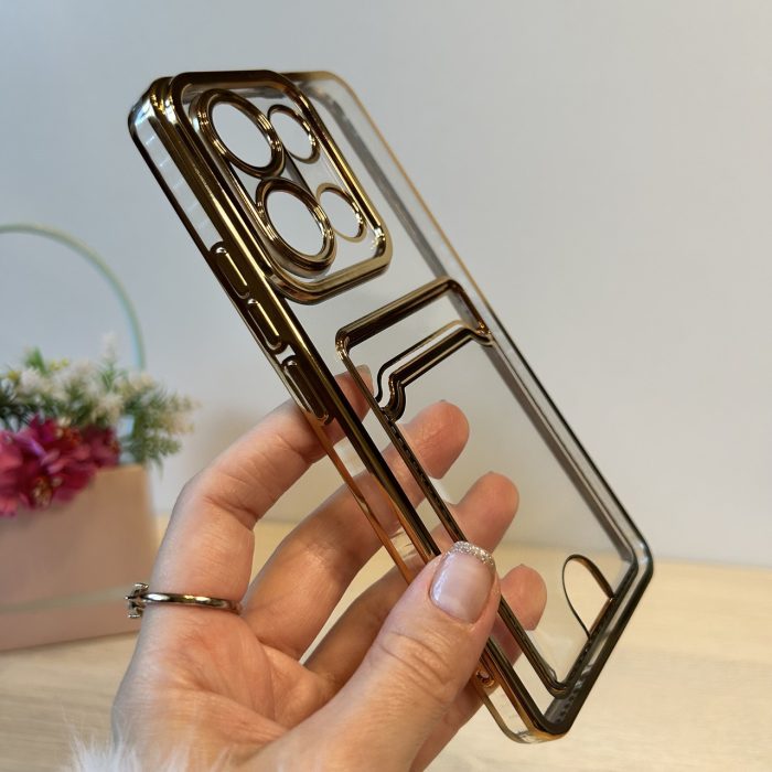 Набір скло + чохол для xiaomi redmi Note 13 4g силіконовий із золотистою рамкою та кишенею під картки - Зображення 5