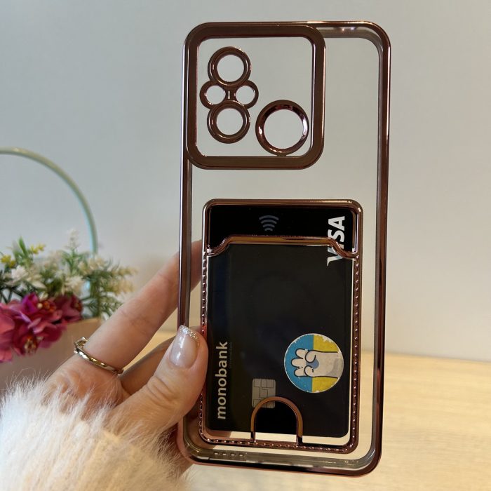 Набор стекло + чехол для xiaomi redmi 12c силиконовый с розовой рамкой и карманом под карточки Luxury - Зображення 6