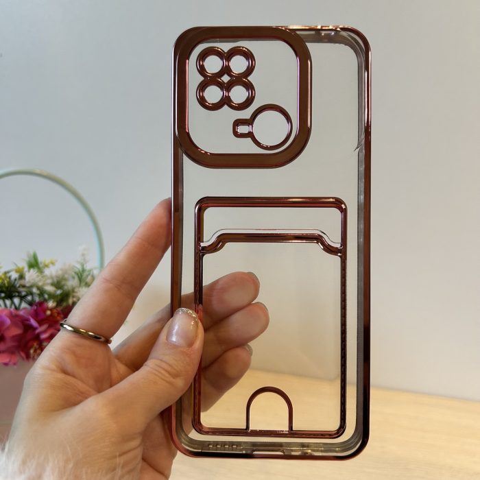 Набір скло + чохол на xiaomi redmi 10c силіконовий жіночий з рожевою рамкою та кишенею під картки - Зображення 4