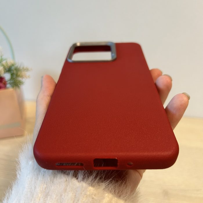 Набір чохол + скло для xiaomi redmi 13c силіконовий однотонний бампер Leather Case Textured (червоний) - Зображення 6