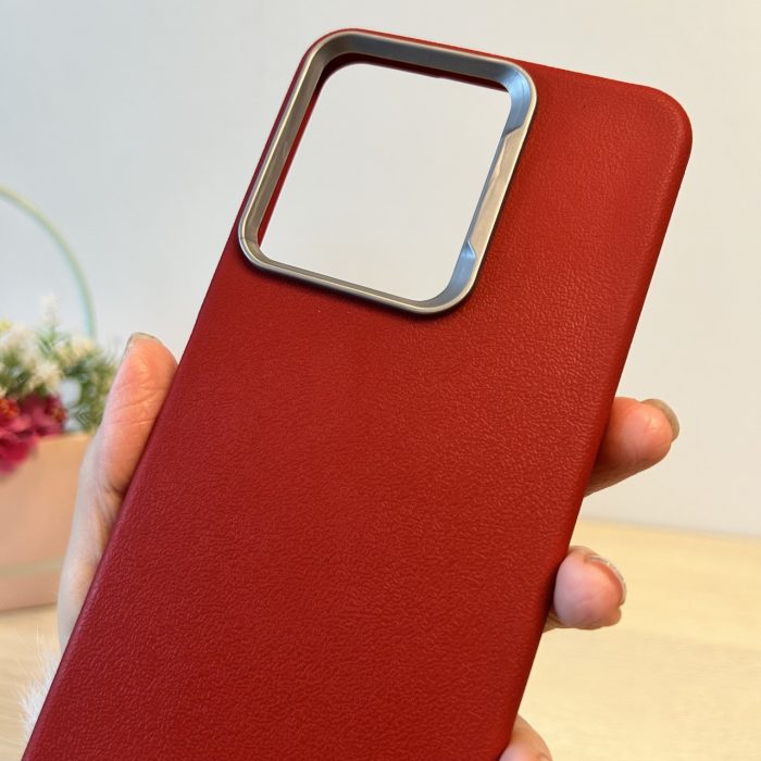 Набір чохол + скло для xiaomi redmi 13c силіконовий однотонний бампер Leather Case Textured (червоний) - Зображення 7