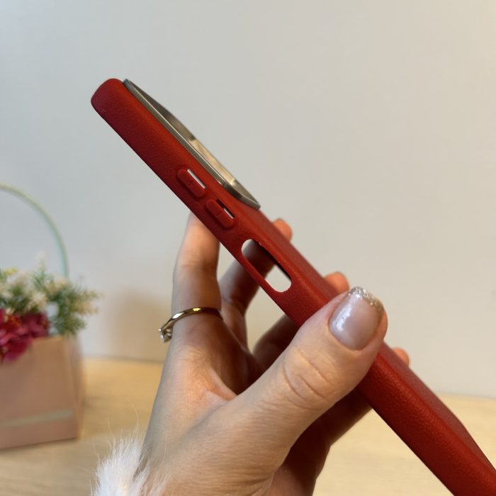 Набір чохол + скло для xiaomi redmi 13c силіконовий однотонний бампер Leather Case Textured (червоний) - Зображення 8
