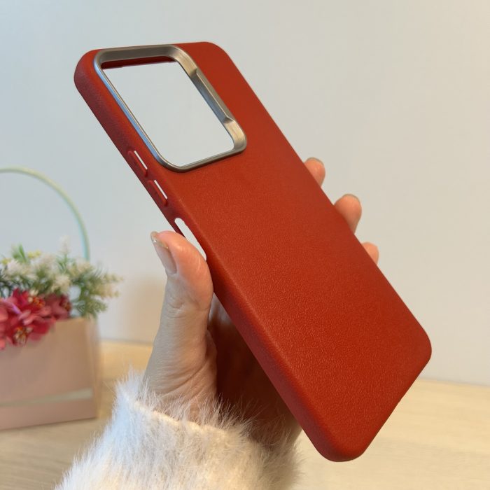 Набір чохол + скло для xiaomi redmi 13c силіконовий однотонний бампер Leather Case Textured (червоний) - Зображення 4
