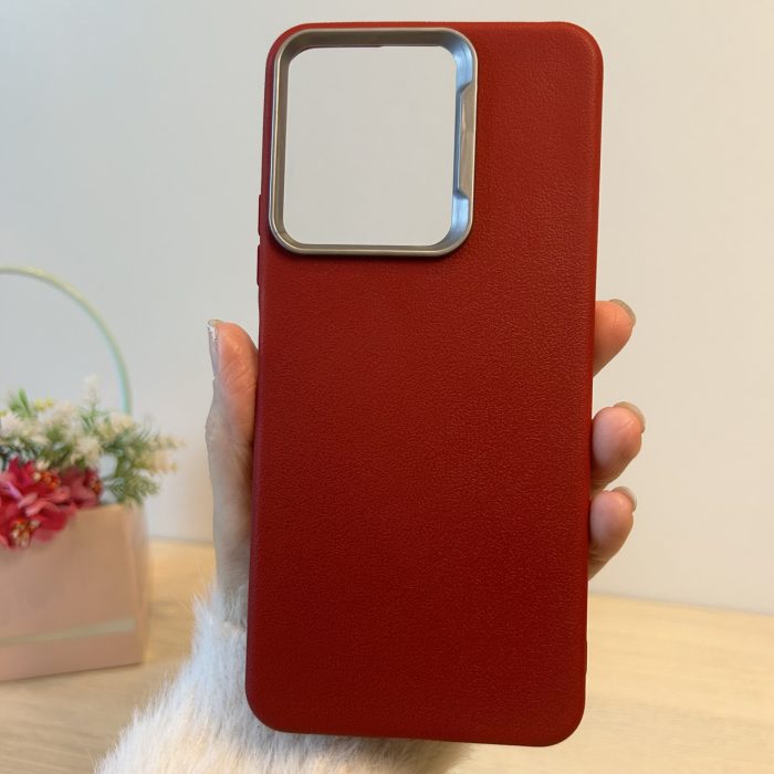 Набір чохол + скло для xiaomi redmi 13c силіконовий однотонний бампер Leather Case Textured (червоний) - Зображення 2
