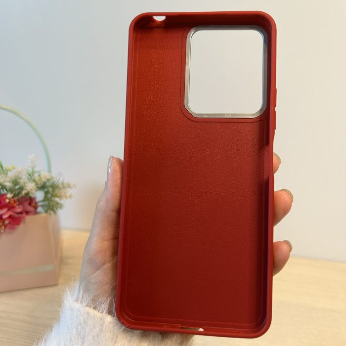 Набір чохол + скло для xiaomi redmi 13c силіконовий однотонний бампер Leather Case Textured (червоний) - Зображення 9
