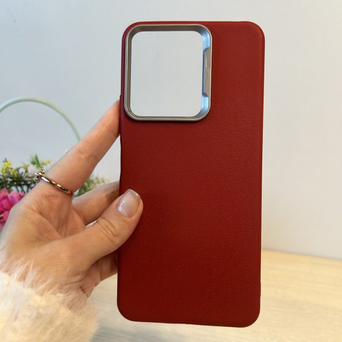 Набір чохол + скло для xiaomi redmi 13c силіконовий однотонний бампер Leather Case Textured (червоний) - Зображення 3