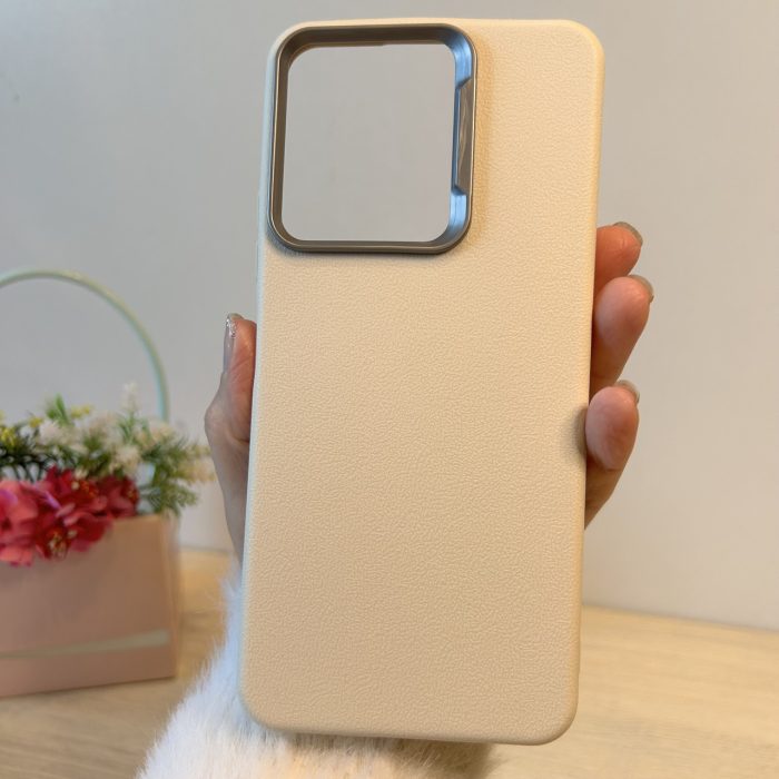 Набір чохол + скло для xiaomi redmi 13c силіконовий однотонний бампер Leather Case Textured (білий) - Зображення 3