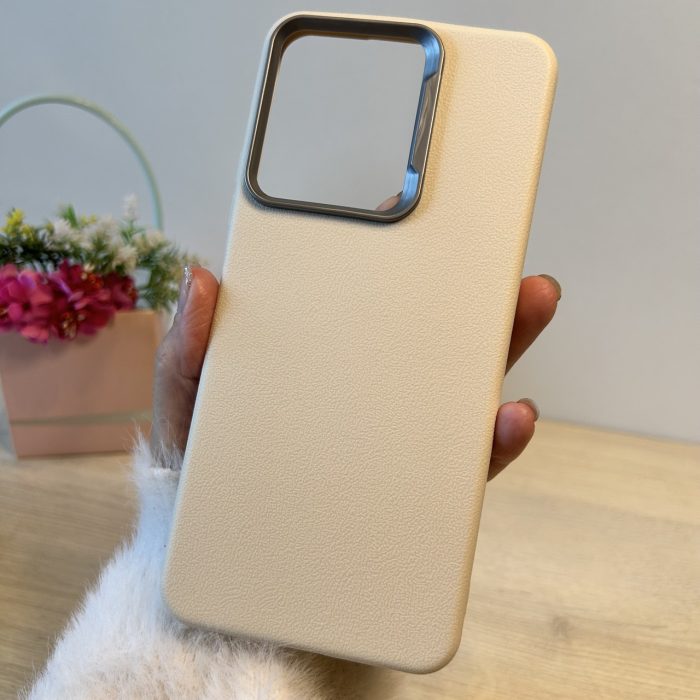 Набір чохол + скло для xiaomi redmi 13c силіконовий однотонний бампер Leather Case Textured (білий) - Зображення 4