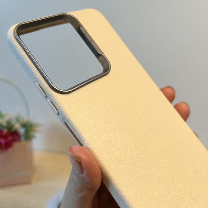 Набір чохол + скло для xiaomi redmi 13c силіконовий однотонний бампер Leather Case Textured (білий) - Зображення 6