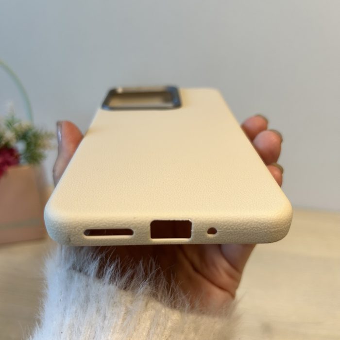 Набір чохол + скло для xiaomi redmi 13c силіконовий однотонний бампер Leather Case Textured (білий) - Зображення 8