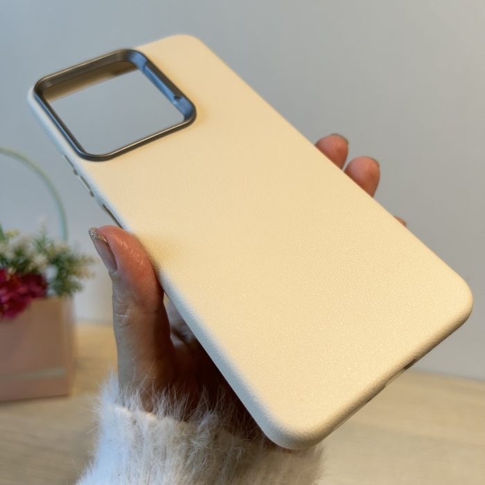 Набір чохол + скло для xiaomi redmi 13c силіконовий однотонний бампер Leather Case Textured (білий) - Зображення 5