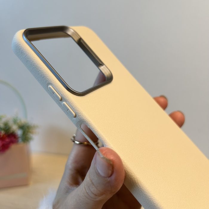 Набір чохол + скло для xiaomi redmi 13c силіконовий однотонний бампер Leather Case Textured (білий) - Зображення 7