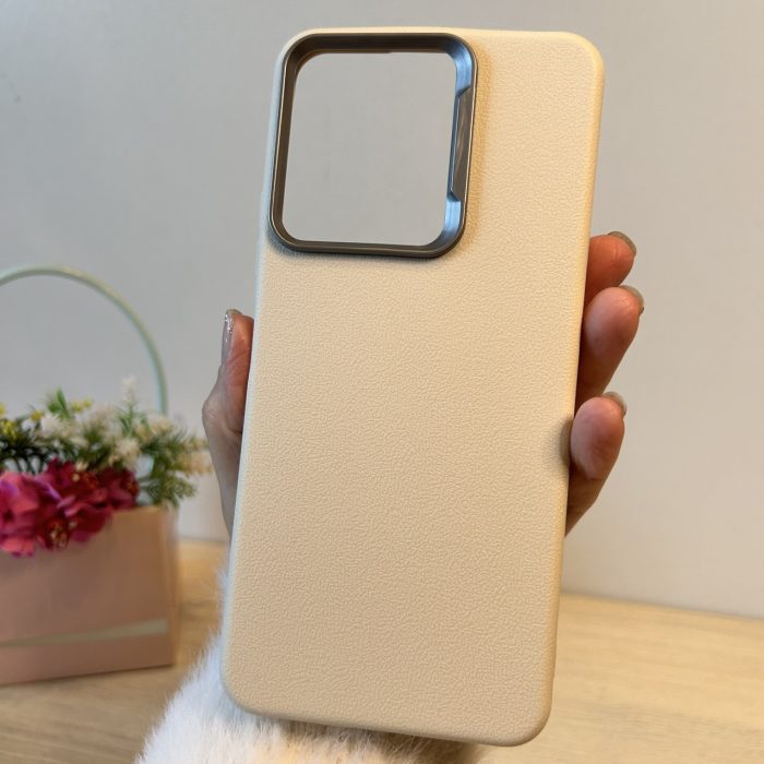 Набір чохол + скло для xiaomi redmi 13c силіконовий однотонний бампер Leather Case Textured (білий) - Зображення 2