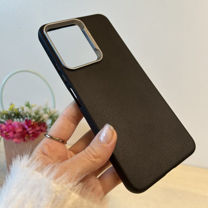 Набір чохол + скло для xiaomi redmi Note 13 4g силіконовий однотонний Leather Case Textured (чорний) - Зображення 3