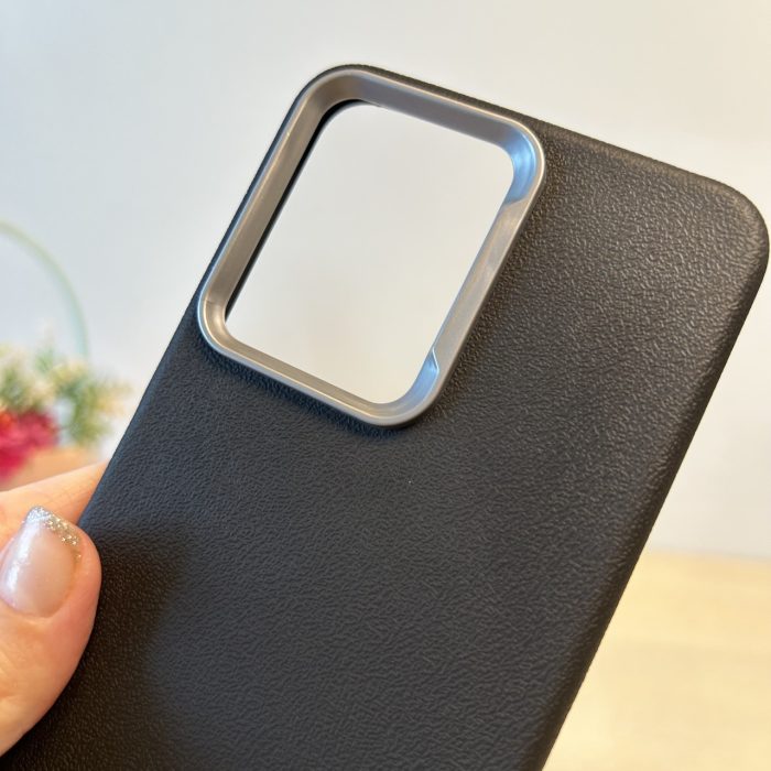Набір чохол + скло для xiaomi redmi Note 13 4g силіконовий однотонний Leather Case Textured (чорний) - Зображення 6