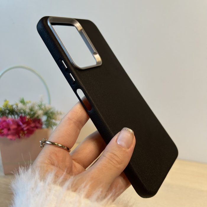 Набір чохол + скло для xiaomi redmi Note 13 4g силіконовий однотонний Leather Case Textured (чорний) - Зображення 4