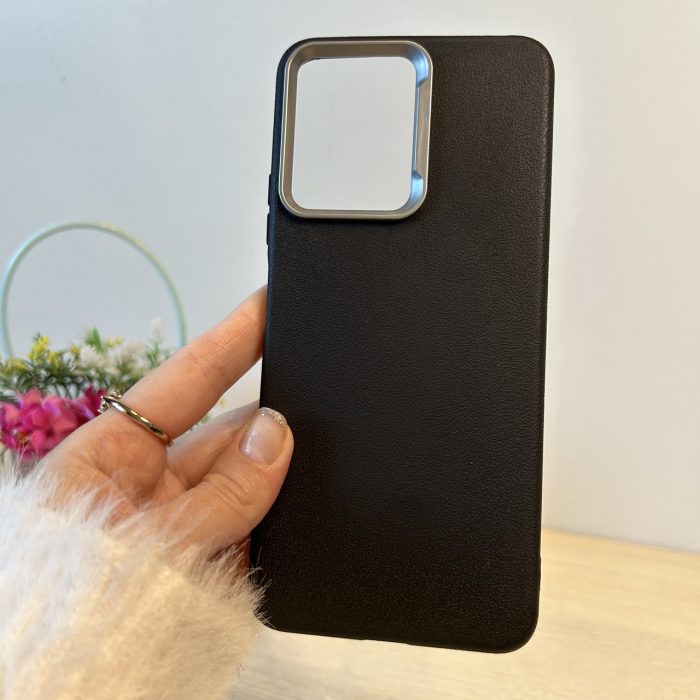 Набір чохол + скло для xiaomi redmi Note 13 4g силіконовий однотонний Leather Case Textured (чорний) - Зображення 2