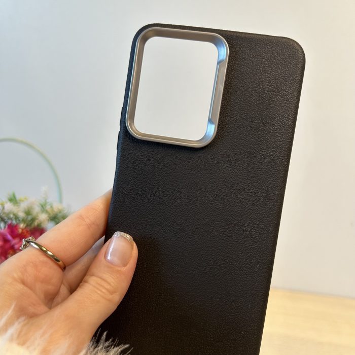 Набір чохол + скло для xiaomi redmi Note 13 4g силіконовий однотонний Leather Case Textured (чорний) - Зображення 5