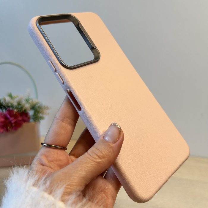 Набір скло + чохол на xiaomi redmi Note 12 4g силіконовий однотонний бампер Leather Case Textured (пудровий) - Зображення 4