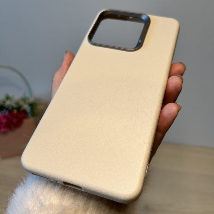 Набір чохол + скло для xiaomi redmi Note 13 4g силіконовий однотонний Leather Case Textured (білий) - Зображення 4