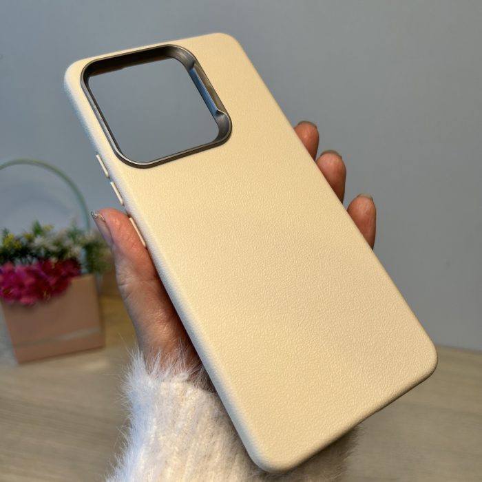 Набір чохол + скло для xiaomi redmi Note 13 4g силіконовий однотонний Leather Case Textured (білий) - Зображення 5