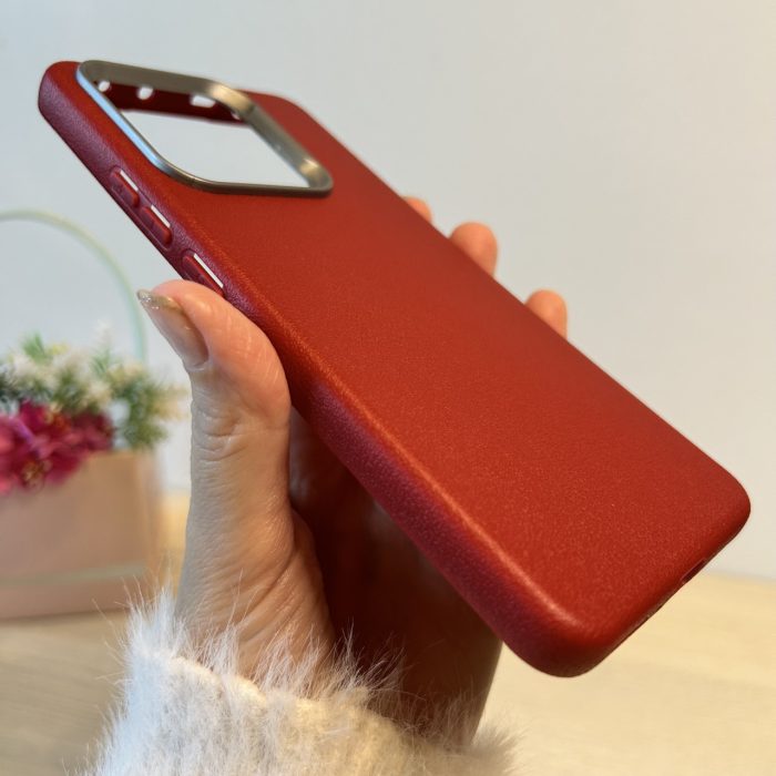 Набор чехол + стекло для xiaomi redmi Note 13 4g силиконовый однотонный Leather Case Textured (красный) - Зображення 4