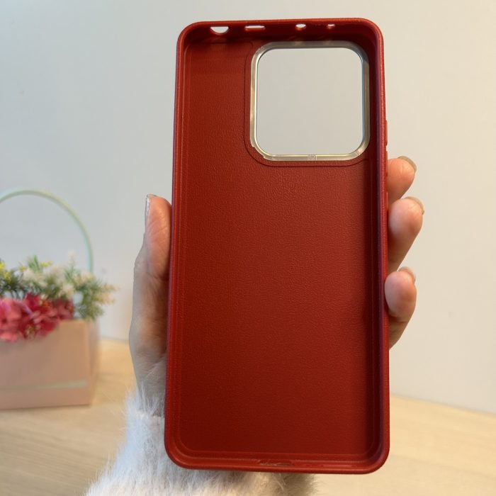 Набор чехол + стекло для xiaomi redmi Note 13 4g силиконовый однотонный Leather Case Textured (красный) - Зображення 6