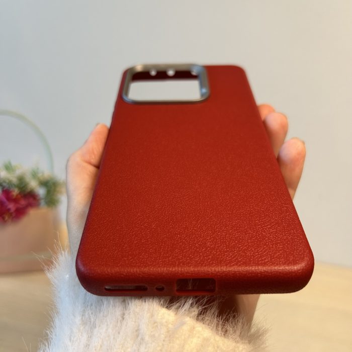 Набор чехол + стекло для xiaomi redmi Note 13 4g силиконовый однотонный Leather Case Textured (красный) - Зображення 5