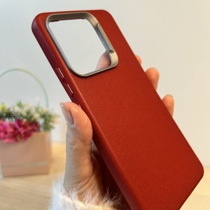 Набор чехол + стекло для xiaomi redmi Note 13 4g силиконовый однотонный Leather Case Textured (красный) - Зображення 3