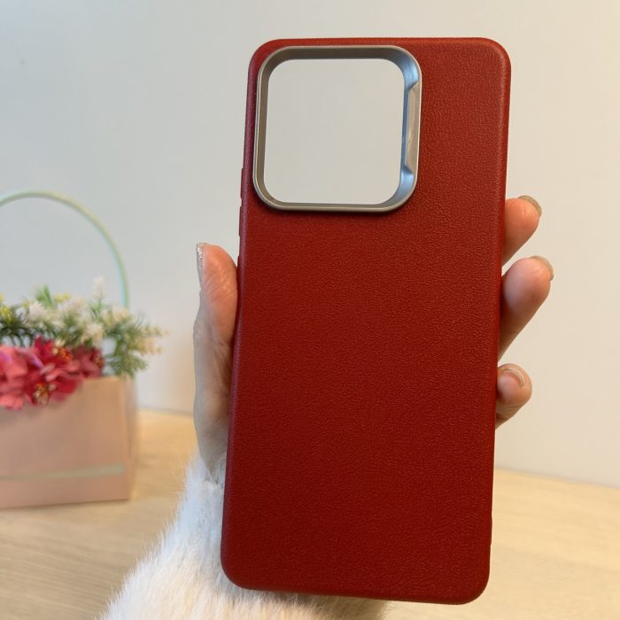 Набор чехол + стекло для xiaomi redmi Note 13 4g силиконовый однотонный Leather Case Textured (красный) - Зображення 2