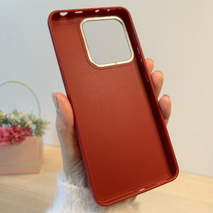 Набор чехол + стекло для xiaomi redmi Note 13 4g силиконовый однотонный Leather Case Textured (красный) - Зображення 7