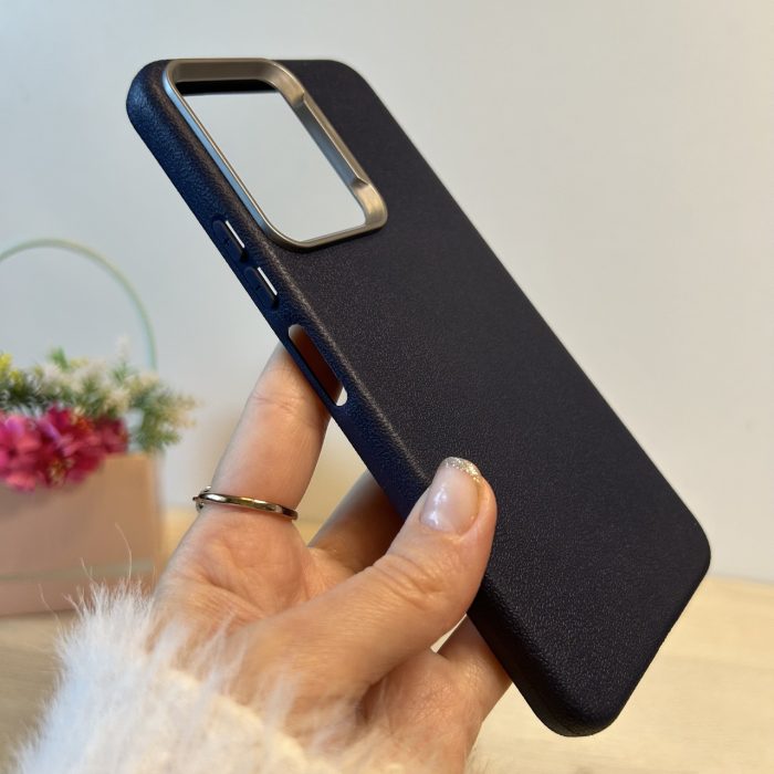 Набір скло + чохол на xiaomi redmi Note 12 4g силіконовий однотонний бампер Leather Case Textured (синій) - Зображення 4